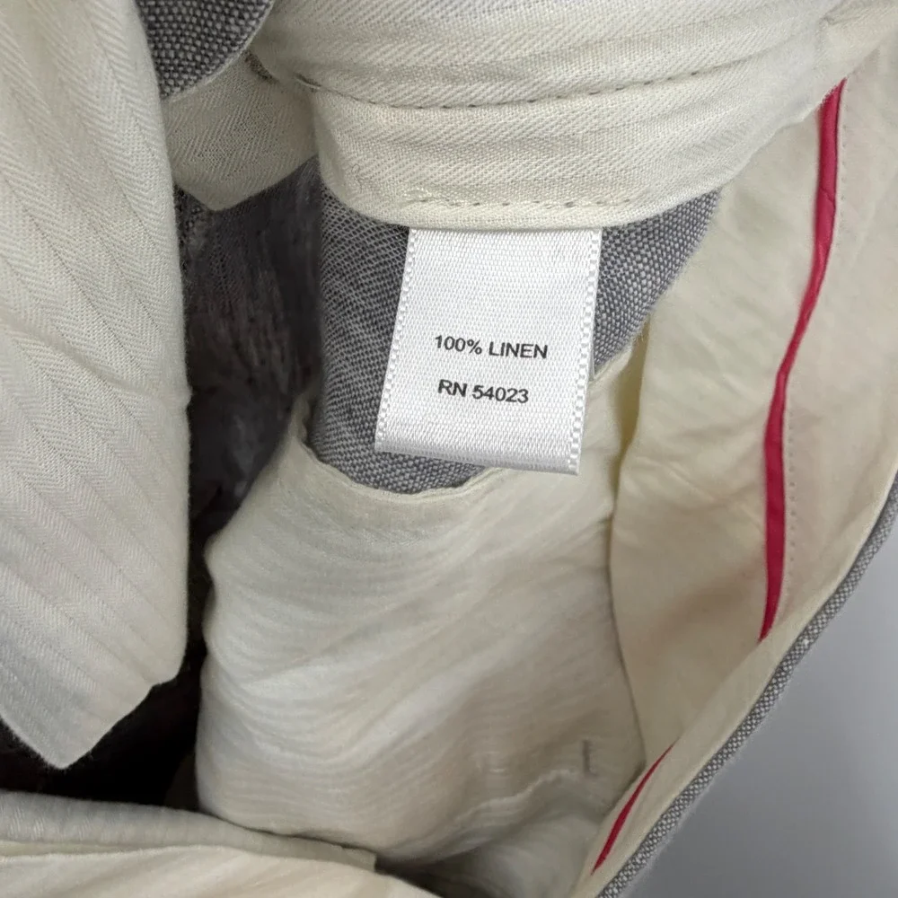 Banana Republic The Martin Fit Gray 100% Linen Wide Leg Dress Pants Womens 6